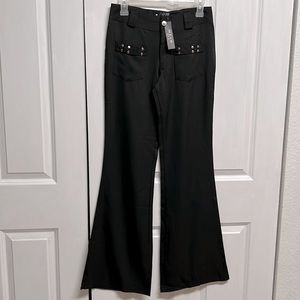 Mesh USA Black Low Rise Flare Leg Dress Pants Size Jr S NWT
